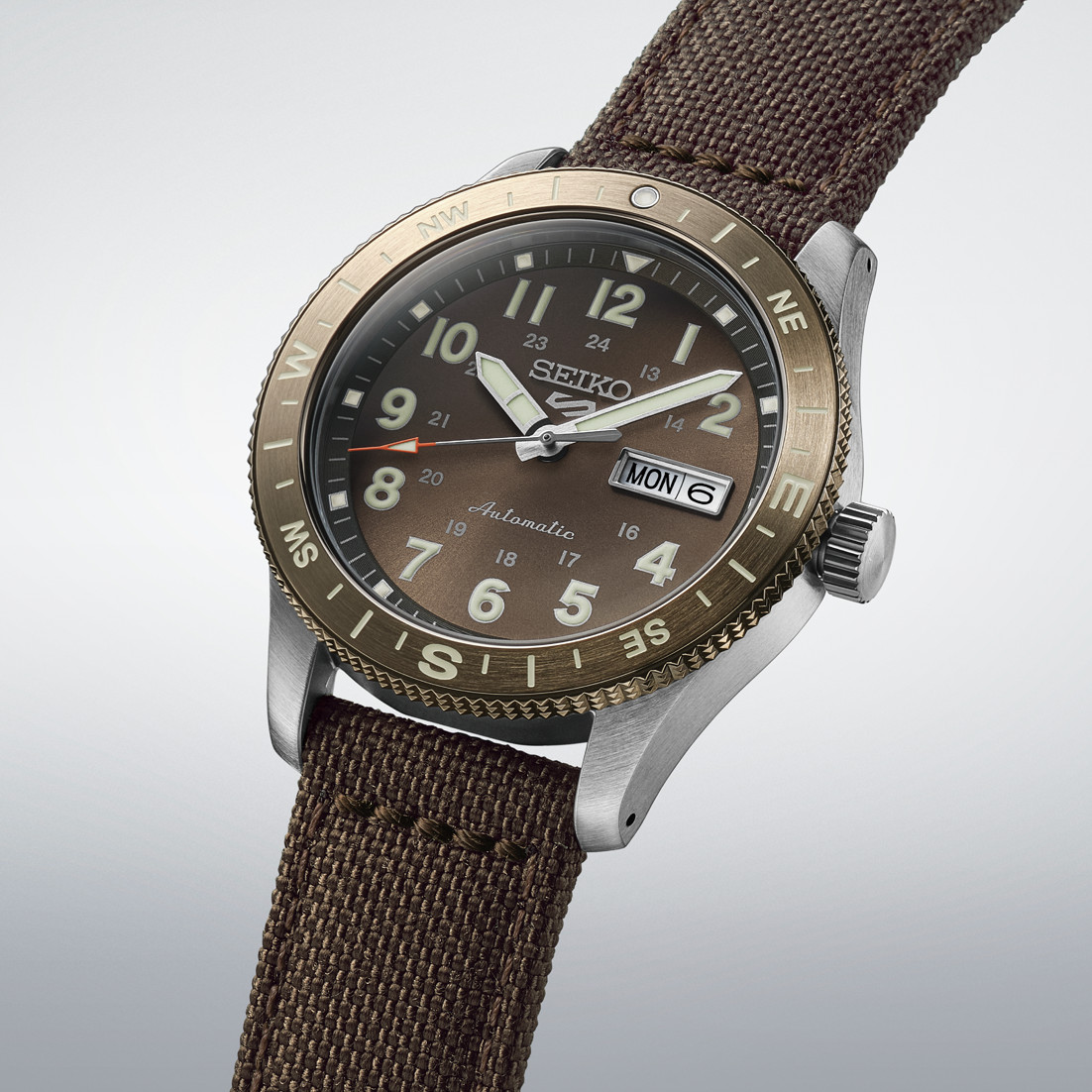 Seiko 5 Sports HDB009K1 Men Automatic Field in Coyote Brown Dial Nylon Strap