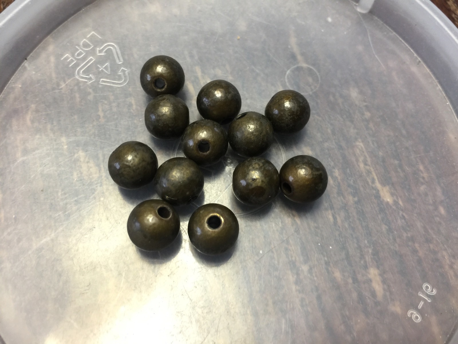 Vintage Japan Deep Aged Bronze Color Coated Lucite Rustic Round Bead Lot