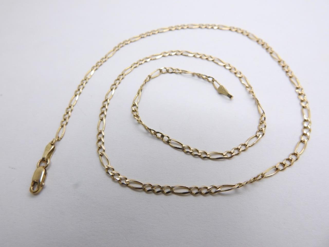 14K Solid Yellow Gold Figaro link Chain Necklace 18.5″ inch 4 Grams 2.50 mm