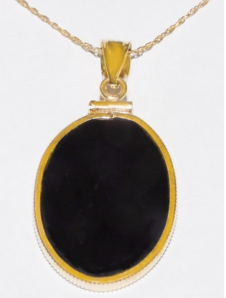 Black Hills Gold 10k Rose Onyx Bezel Pendant Necklace