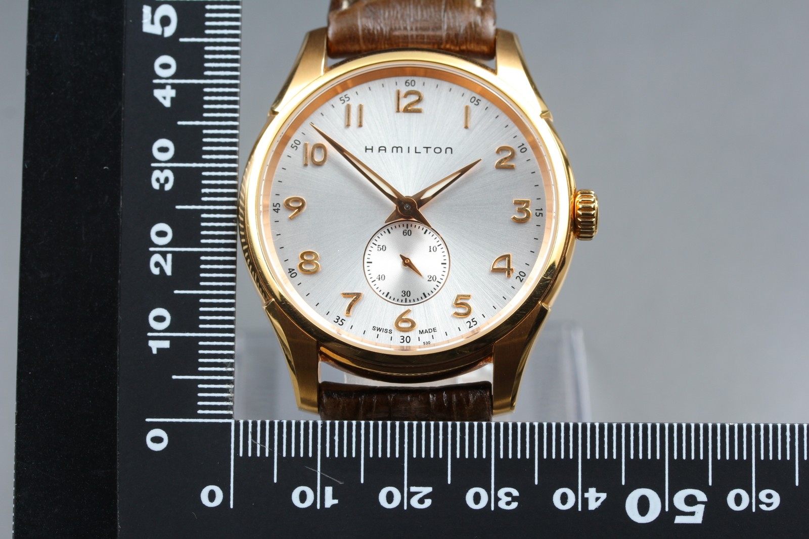 Near MINT Hamilton Jazzmaster H384410 Gold Small Seconds Quartz Mens Watch JAPAN