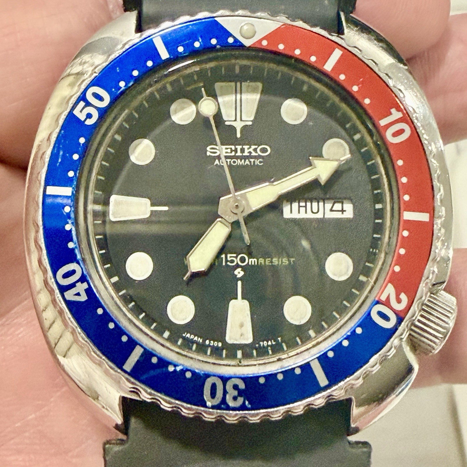 Vintage Seiko Turtle Pepsi 6309-7040 Suwa Automatic Men’s 44mm Diver Watch RUNS