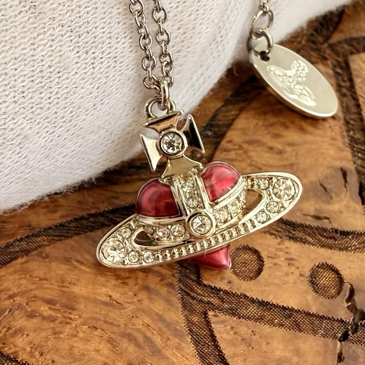 Vivienne Westwood Diamante Heart Necklace Excellent Condition Authentic