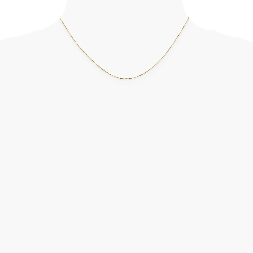 14K Yellow Gold .6mm Diamond-Cut Round Open Link Cable Chain Necklace 14″-24″