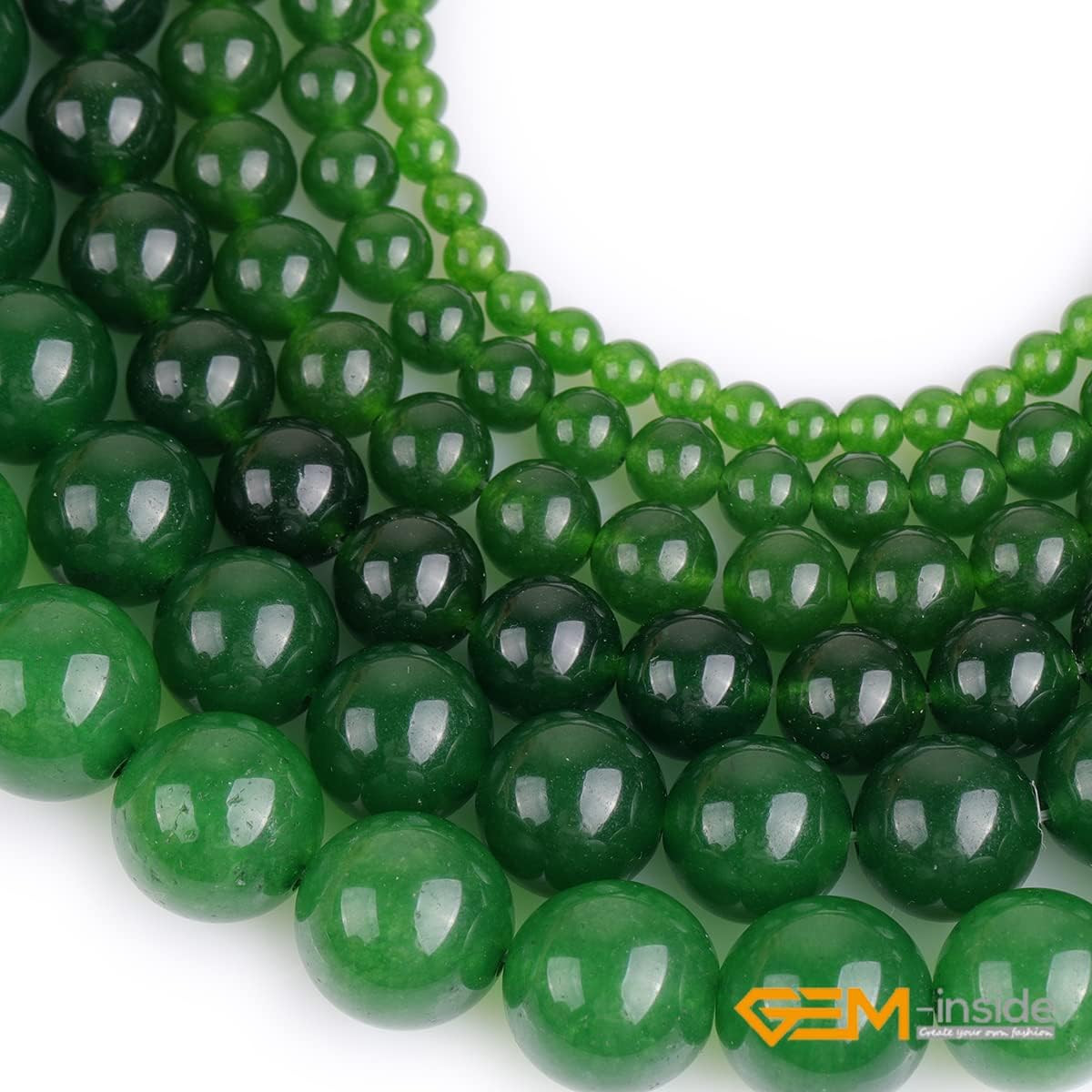 Gem-Inside Natural 8Mm Green Taiwan Jade Gemstone Loose Beads round Crystal Ener