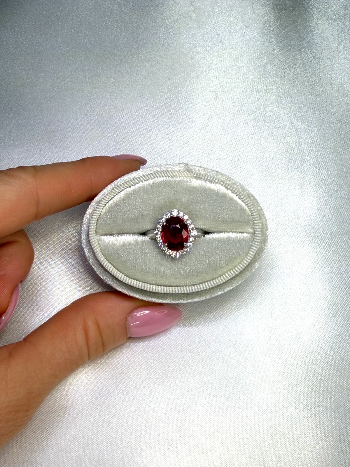 3 Carat Natural Ruby Ring 8x10mm 925 Sterling Silver with Platinum Plating