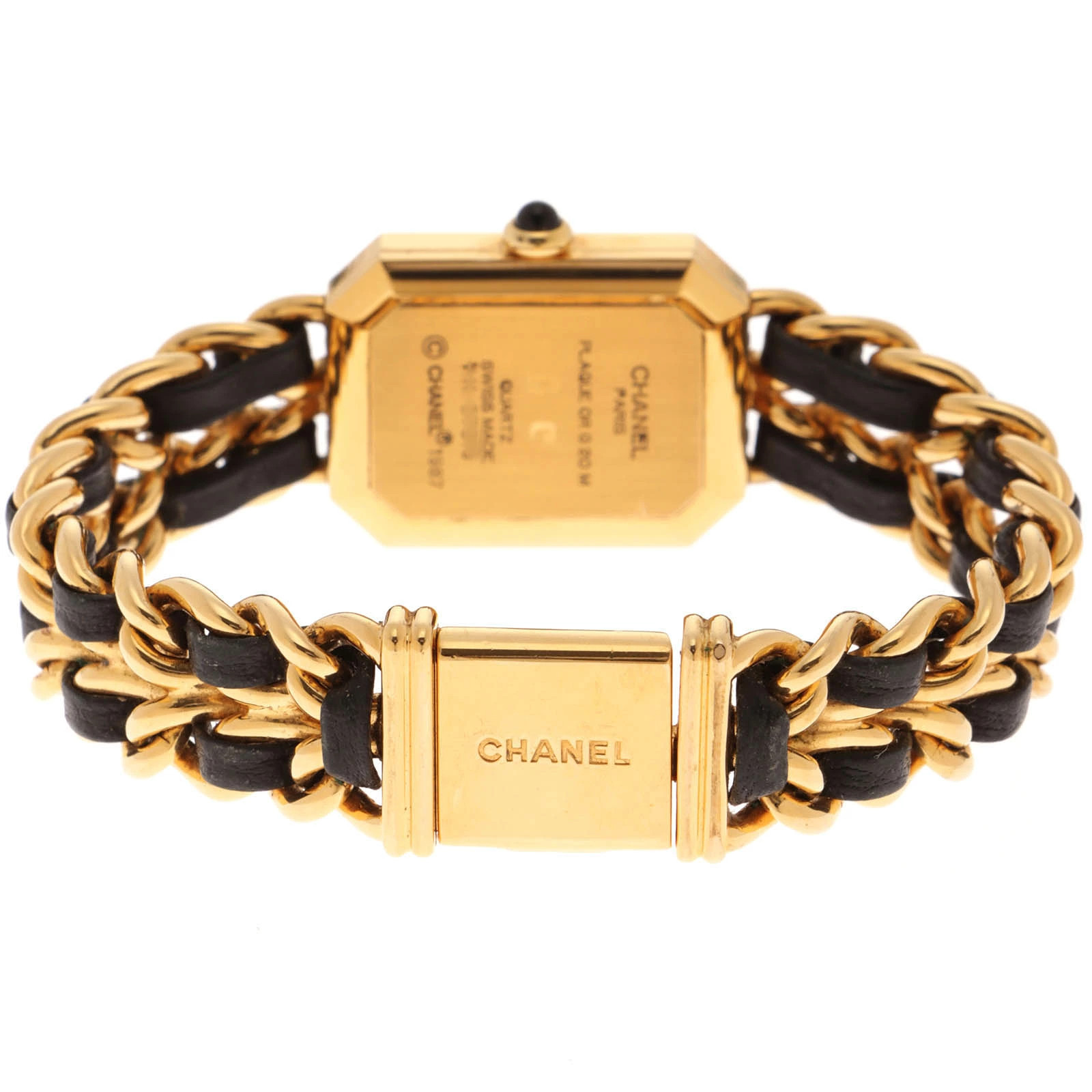 Chanel Première M H0001 Leather / Stainless Steel 20mm Black Dial Quartz #DW2715