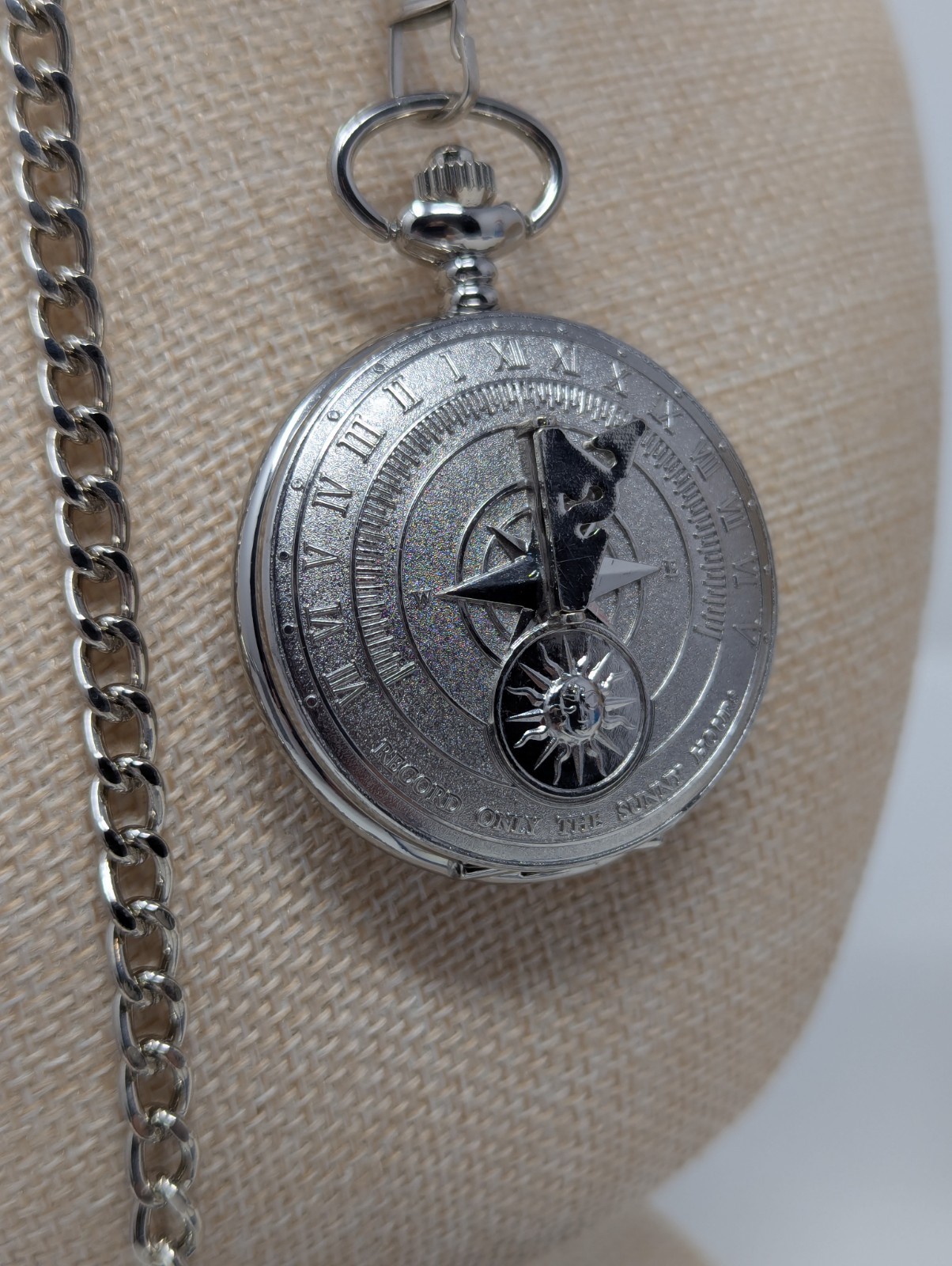 Strada Genoa Pocket Watch Compass Dial Roman Numerals w/ Chain New In Box Quartz
