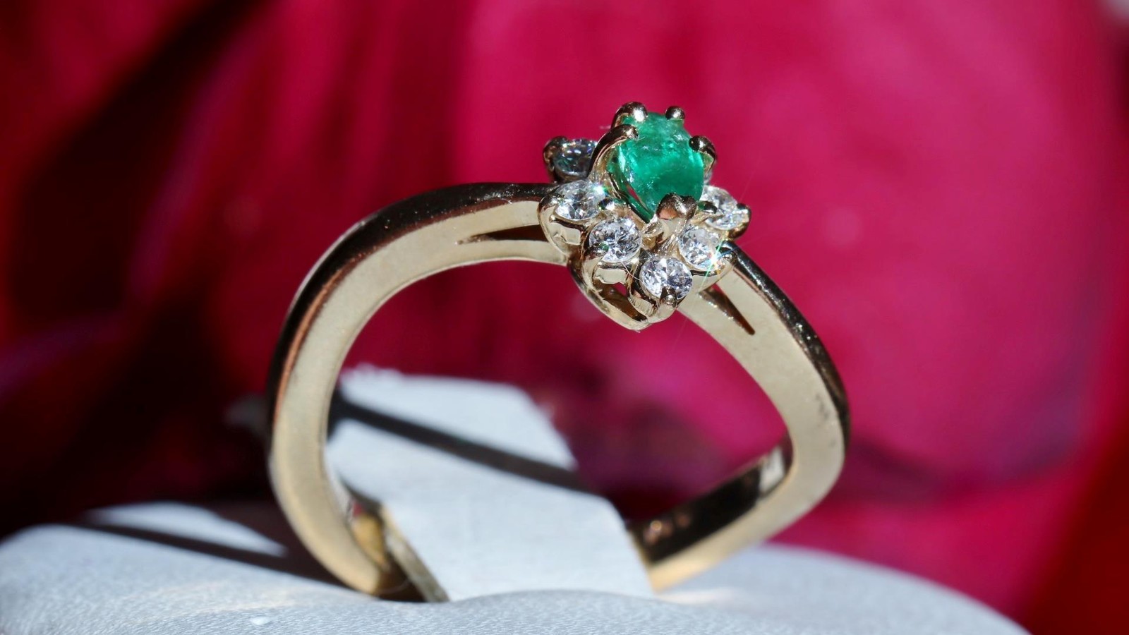 14k yellow gold 0.27ct natural diamond sz 4.5 ring emerald vintage treated 2.99g