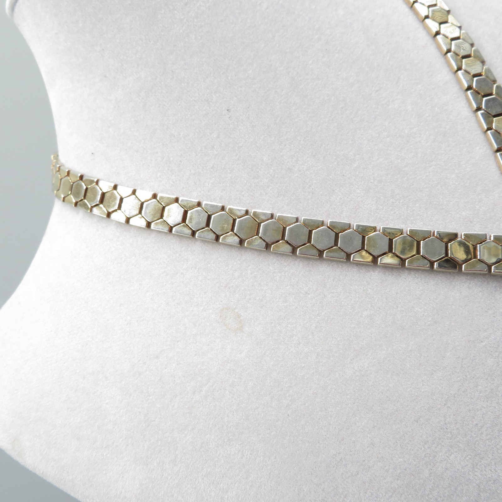 Crown Trifari lariat tie Necklace snakeskin honeycomb Alfred Phillipe VTG AS IS