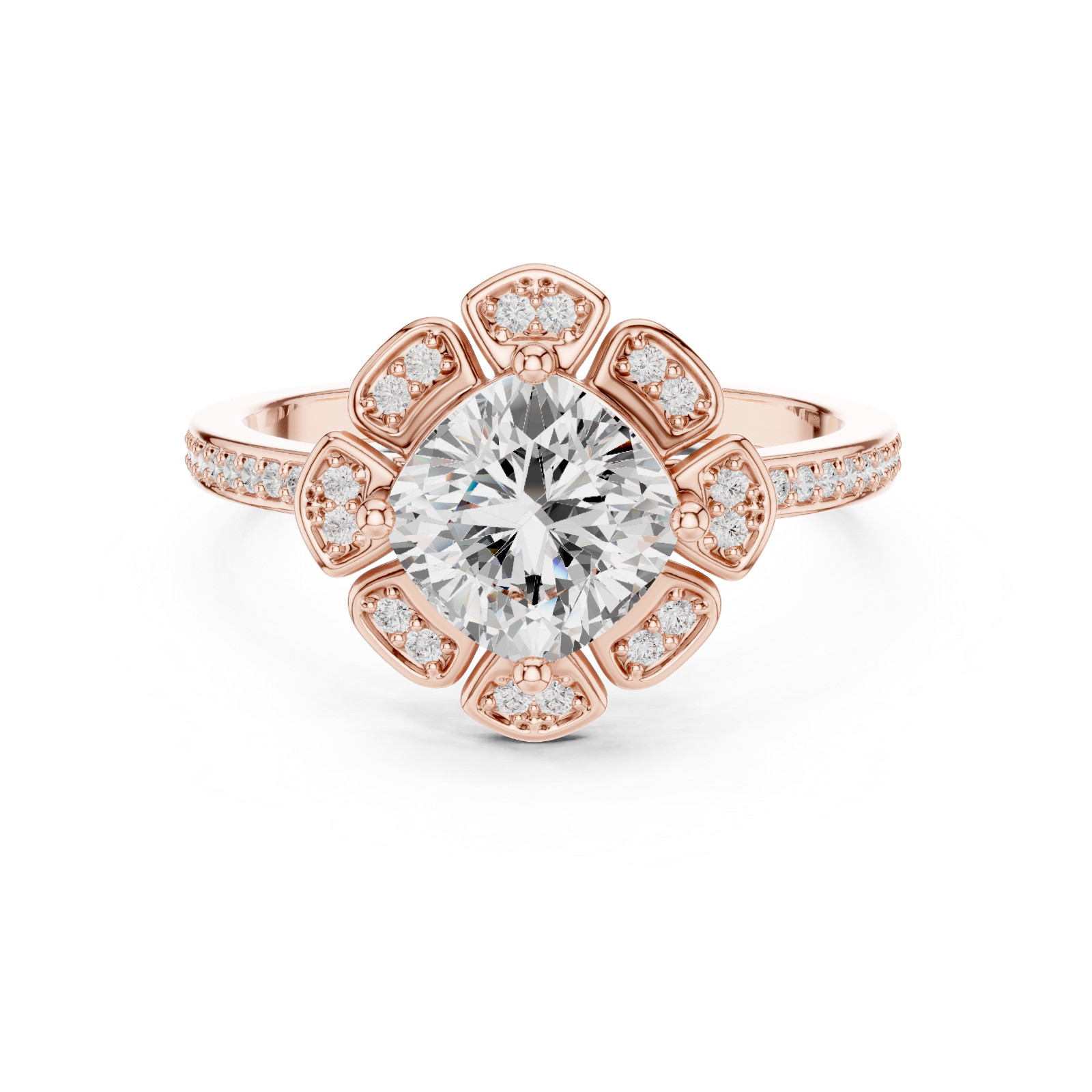 Cushion Certified 1.6 Ct Lab Grown Diamond Anniversary Cosmos Ring 14K Gold Over