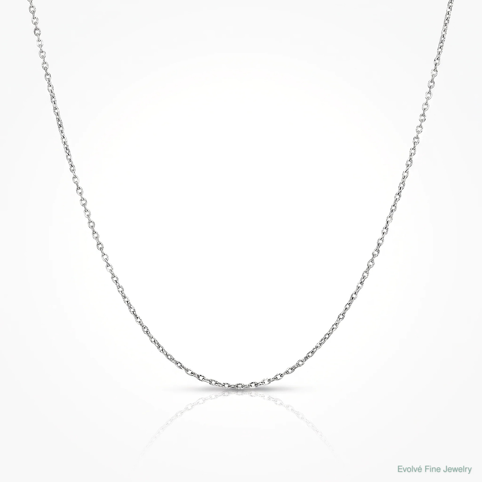 10K White Gold .6mm Diamond-Cut Round Open Link Cable Chain Necklace 14″-24″