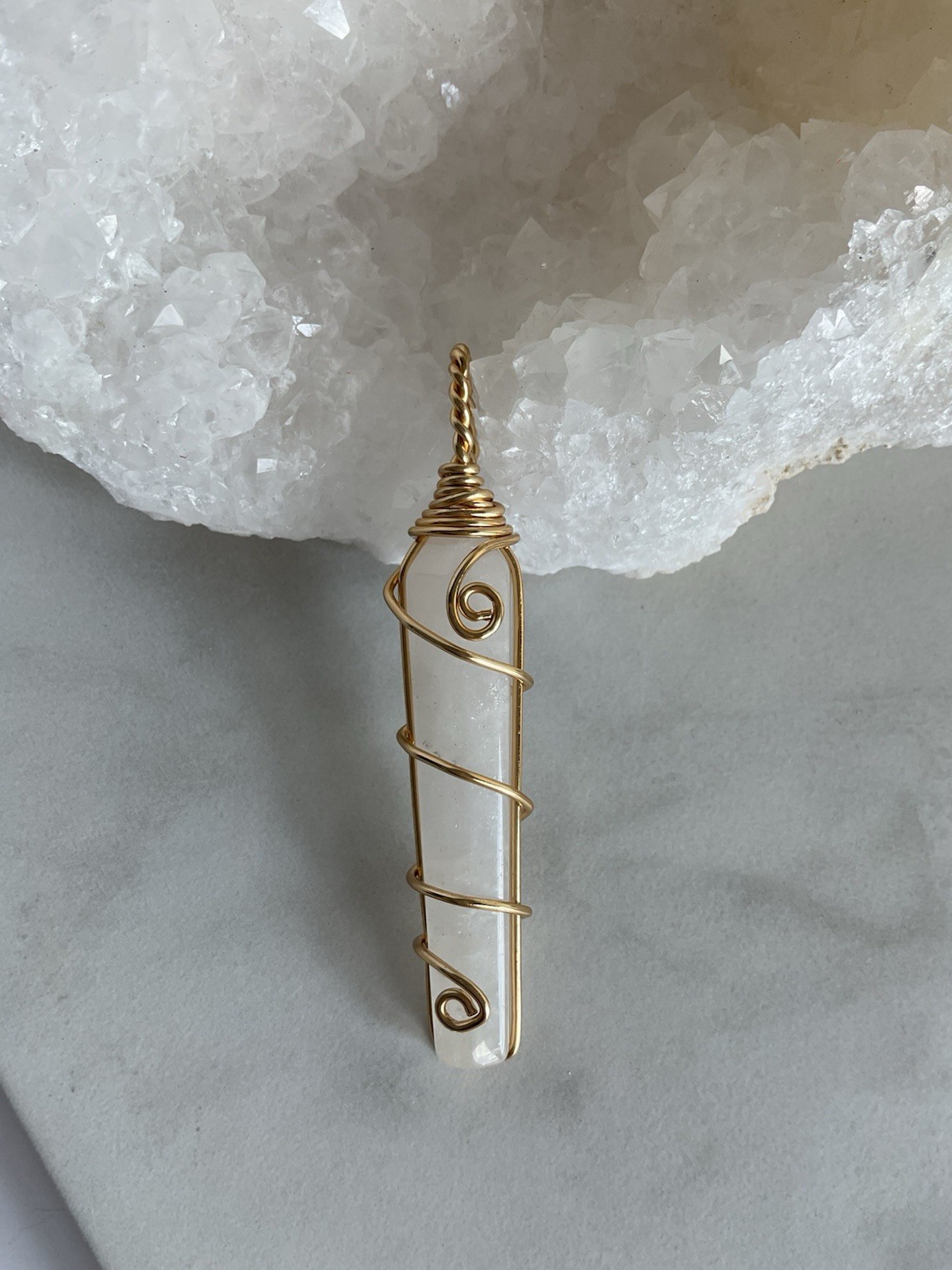Wire Wrapped Crystal Stone Pendant