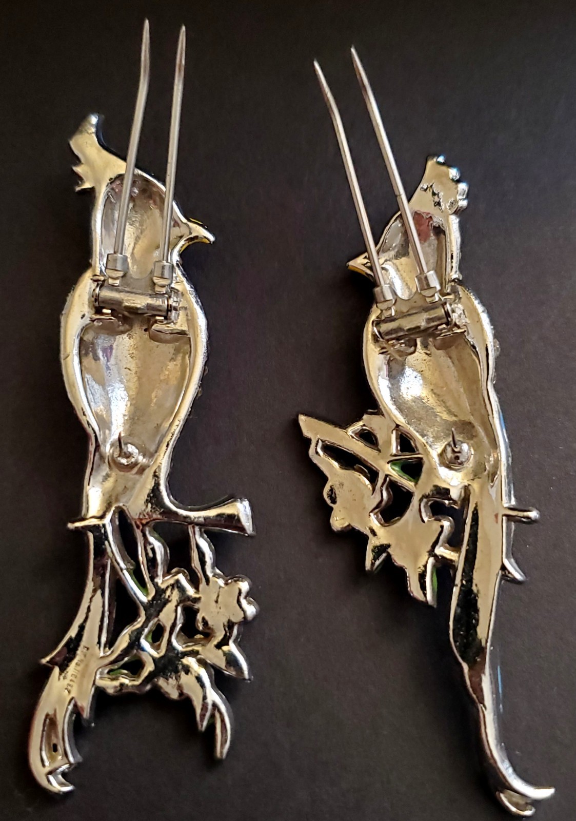 Vtg CORO Duette – Calopsitta / Birds of Paradise – Fur, Coat, or Dress Clips