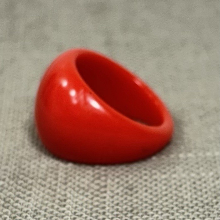 Vintage Lucite Acrylic RED Glossy Chunky Domed Ring Size 6.25 Mod Retro