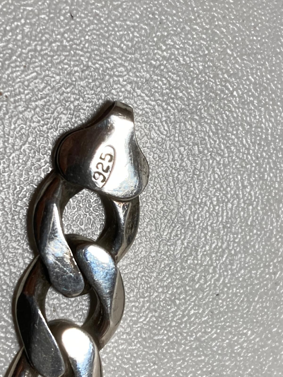 925 Silver Flat Chain Bracelet Made in ITALY Used Polished