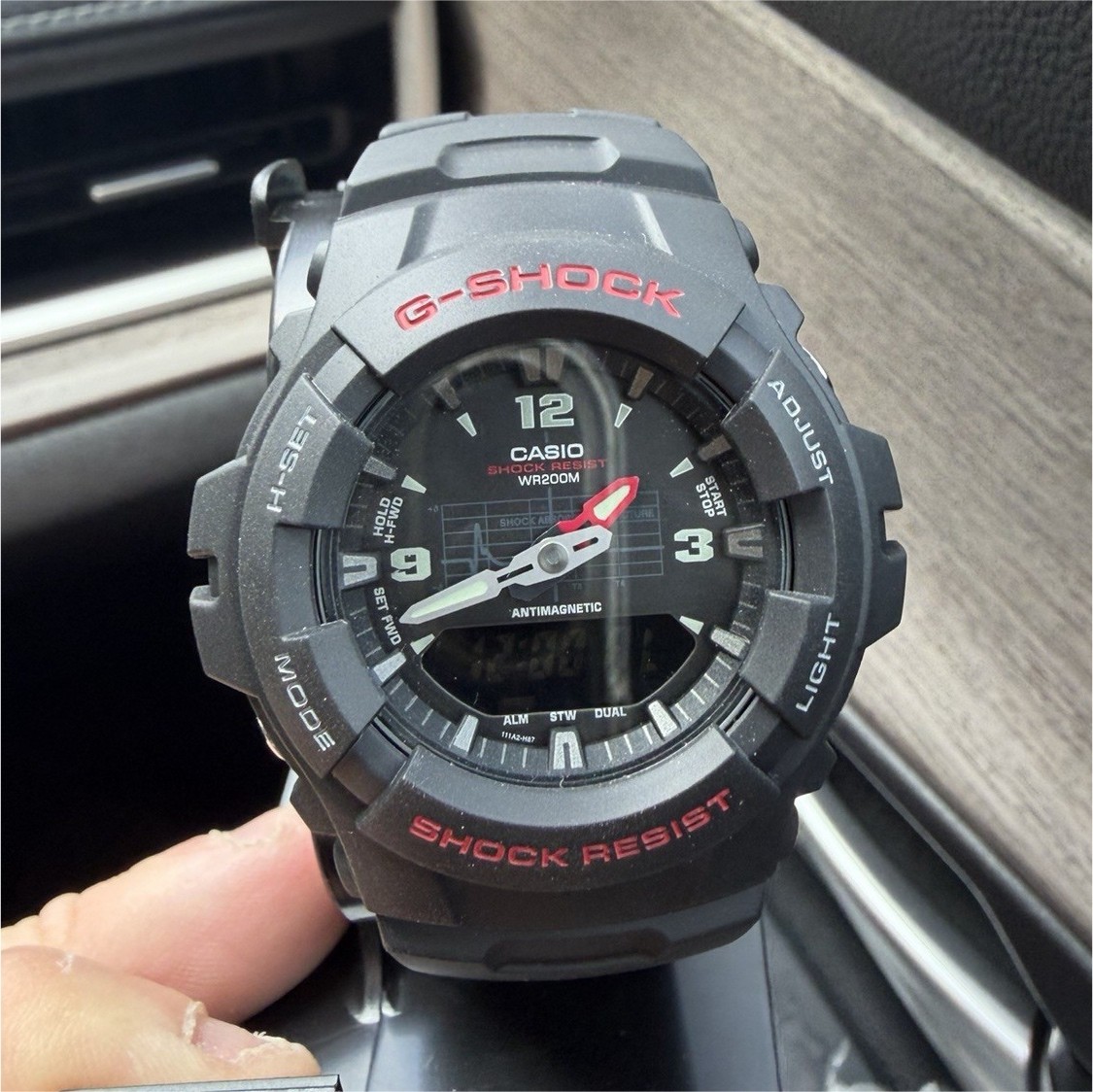 Casio G-SHOCK G-100 Analog Digital 200m Shock Resistant Black Resin Watch