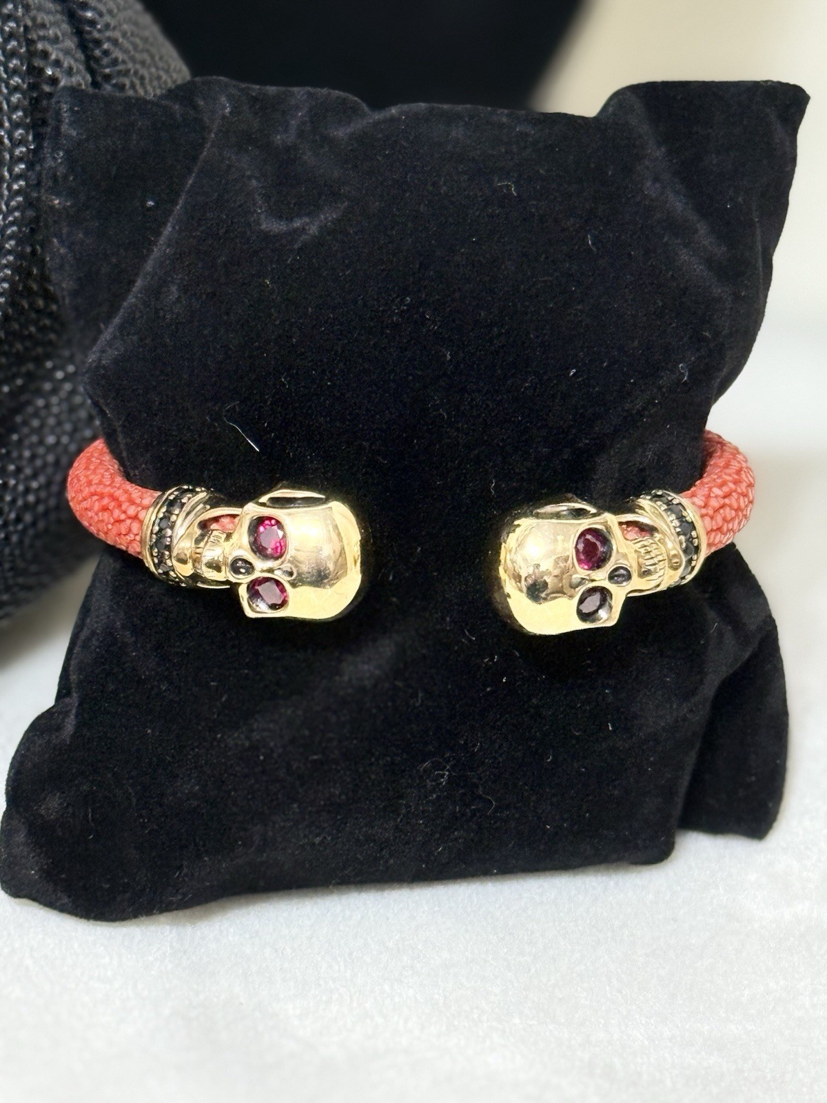 NWT🌺 Cozmo .925 Sterling Silver Ruby Red CZ Stingray Bangle Bracelet Pouch $200
