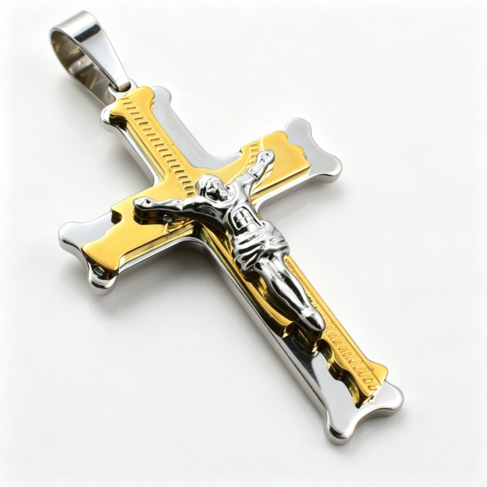 Men Gold Silver Black Jesus Cross Only Pendant
