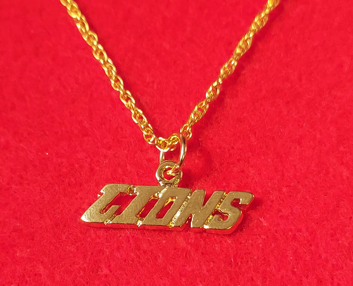 DETROIT SPORTS 14KT GOLD EP LIONS CHARM PENDANT WITH 16-30 INCH ROPE NECKLACE