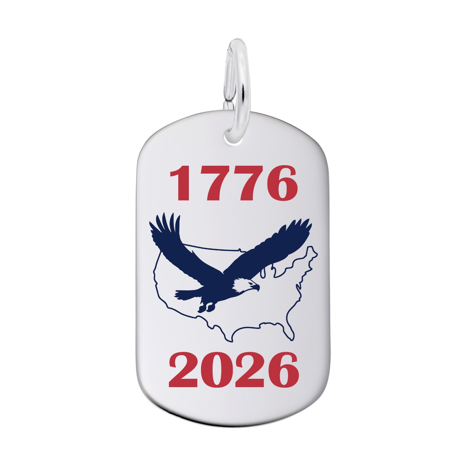 Painted USA 250 – 1776-2026 Eagle Charm by Rembrandt 14k or 10k or 925 Sterling