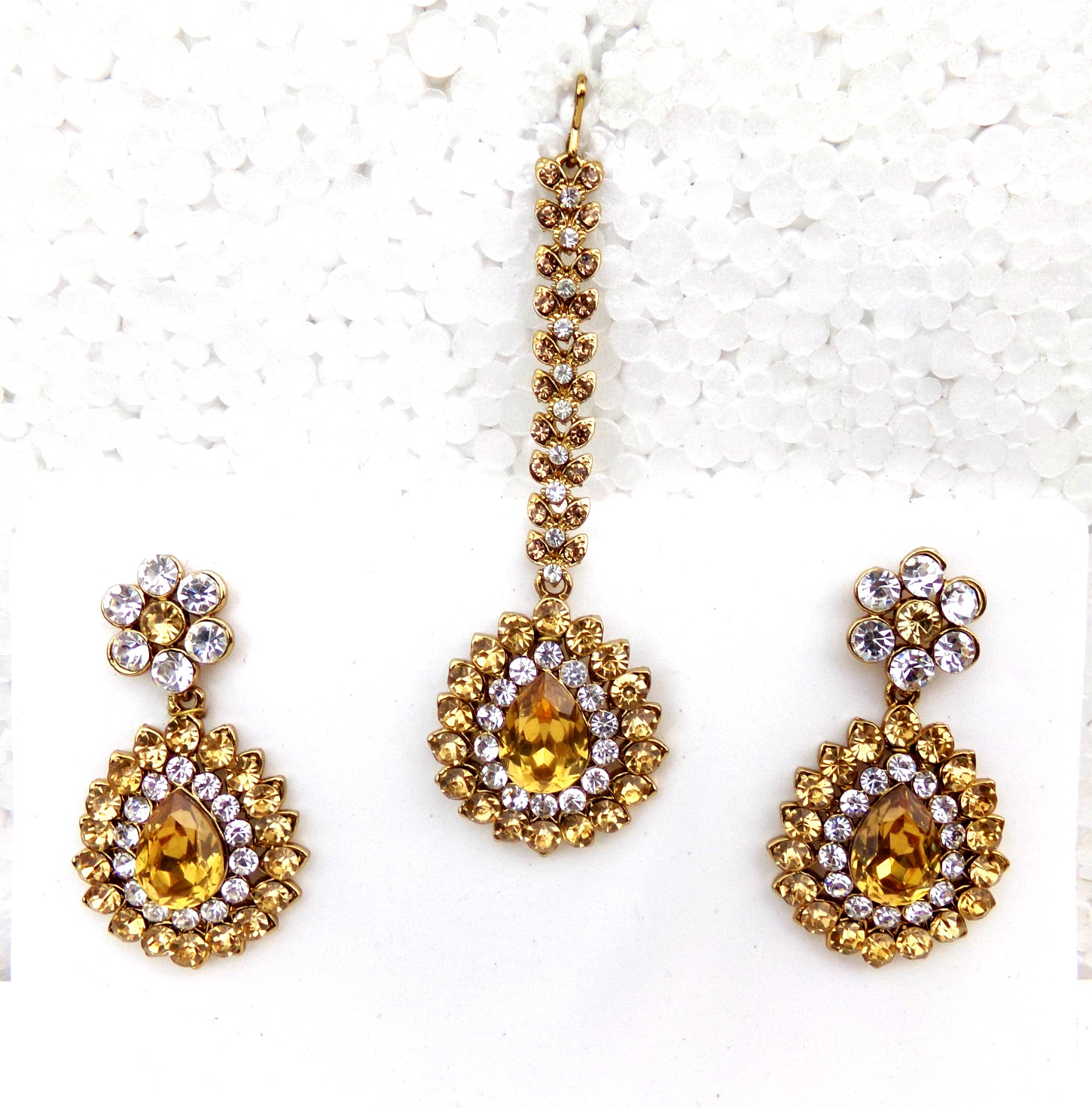 Indian Bollywood Women Tikka Earrings Traditional Set Ethnic Gold Plated Jewelry