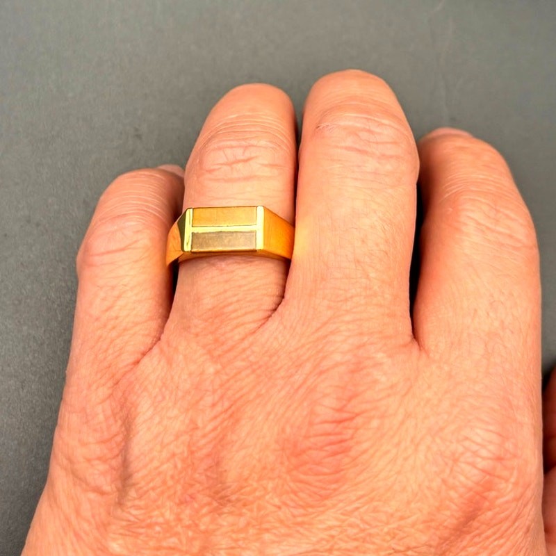 Blackjack BJZ77GTE Men’s Gold Stainless Steel Tiger Eye Bar Ring SZ # 11 NIBWT