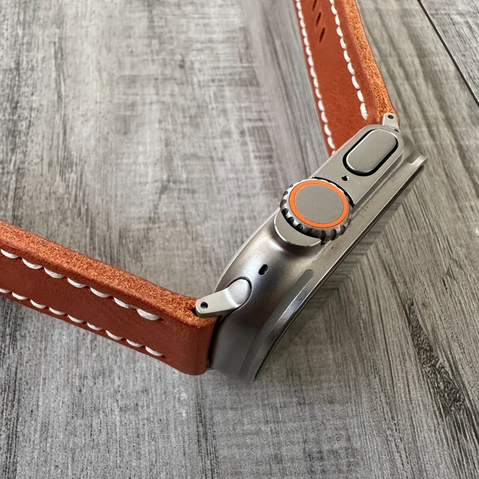 For NEW Apple Watch Ultra 1 2 49mm Dark Orange Leather watch Band Strap