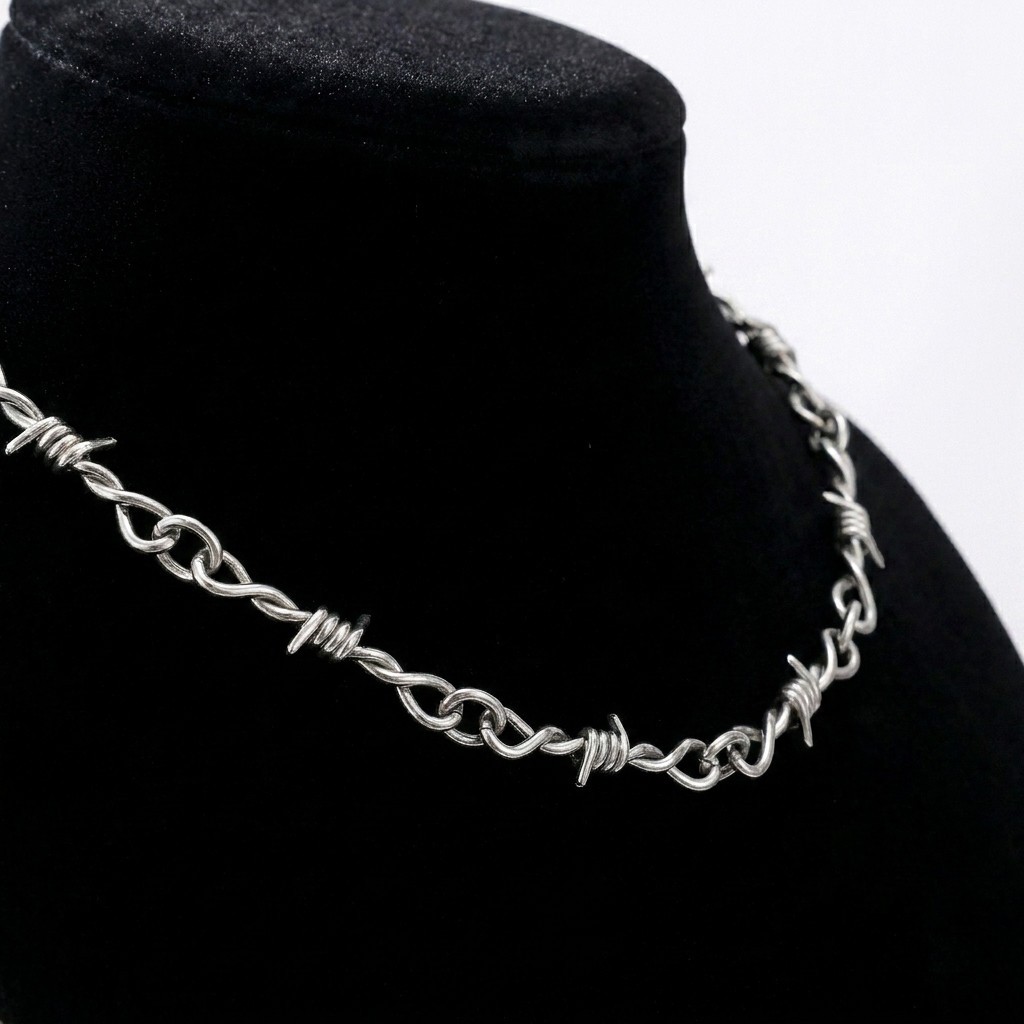 Barbed Wire Necklace Gothic Choker Metal Punk Hip Hop Chain Unisex