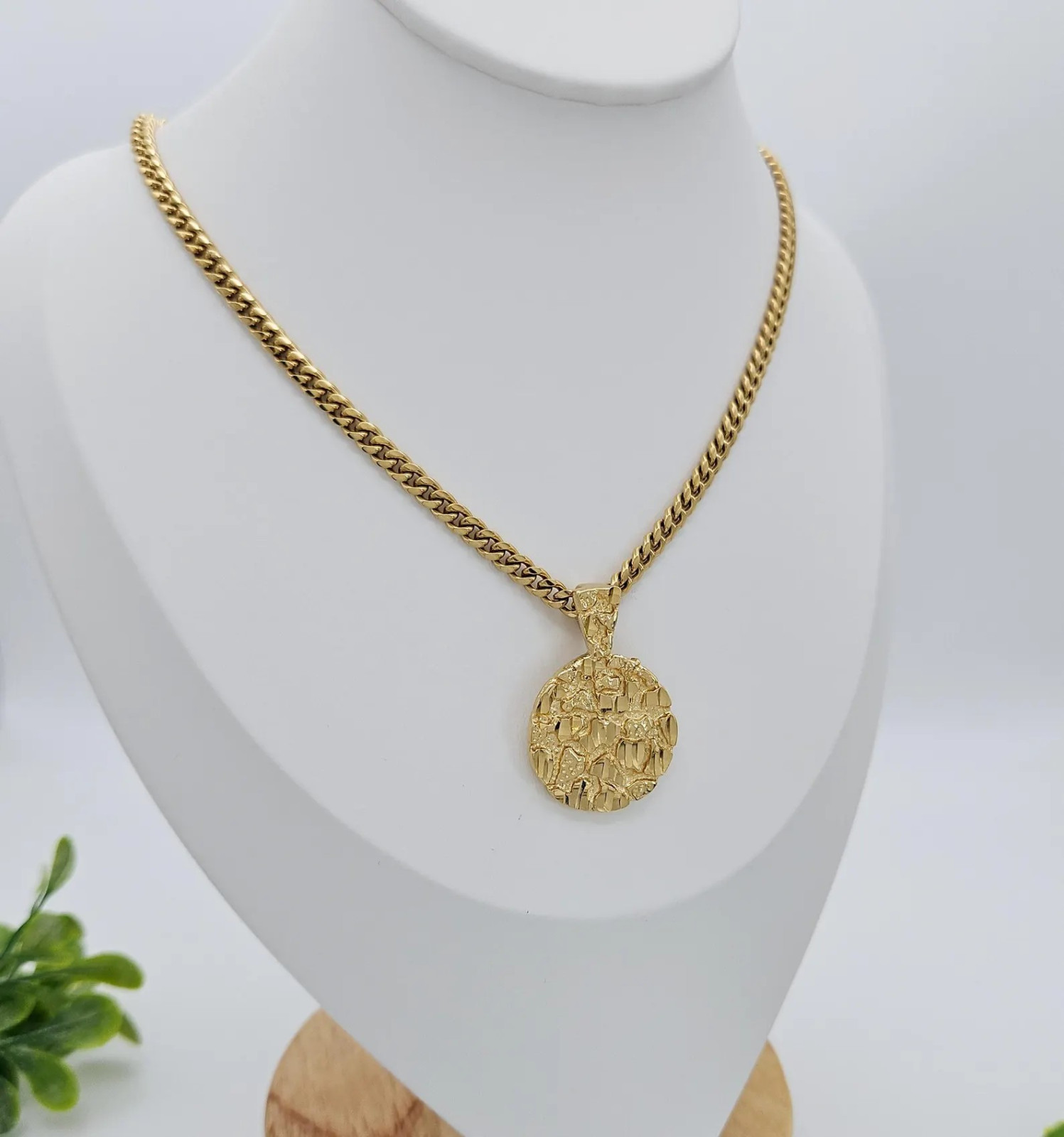 Gold Nugget Necklace, Medium Nugget Necklace, 14k Heavy Plated Gold, 25mm Nugget
