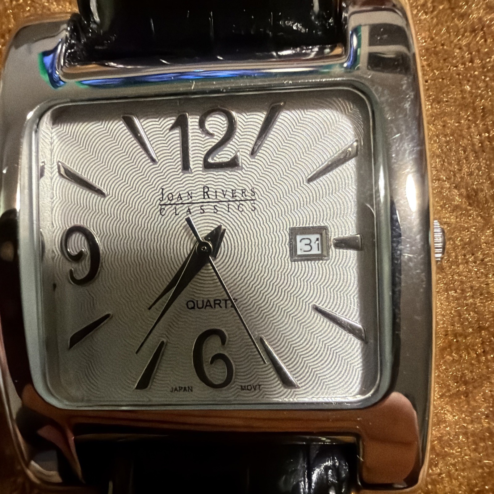 Vintage Joan Rivers Classics V377 Women’s Boyfriend Watch Black Leather Band