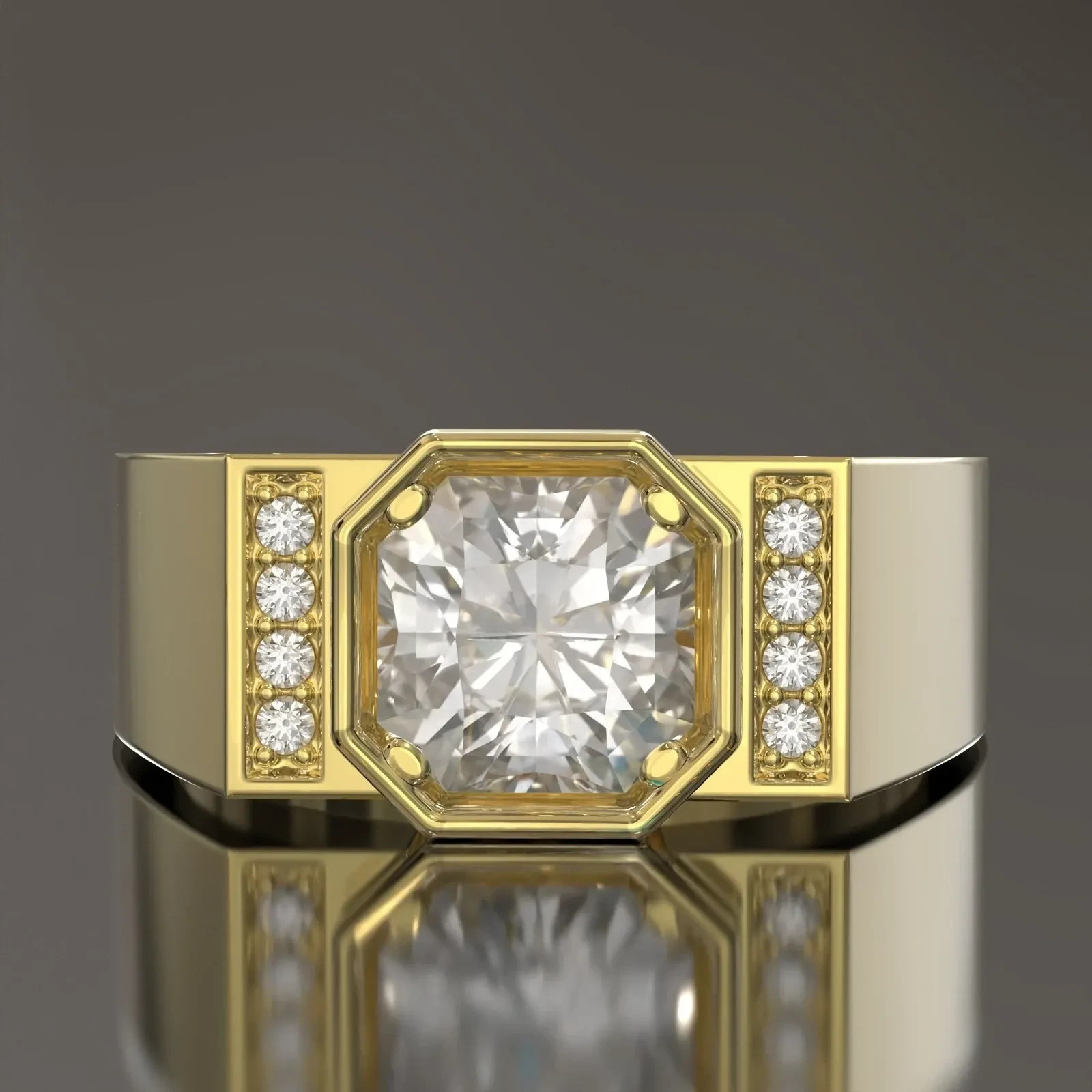 Rare 3.15 Ct Certified White Diamond Men’s Solitaire Ring 925 Silver Free Tariff