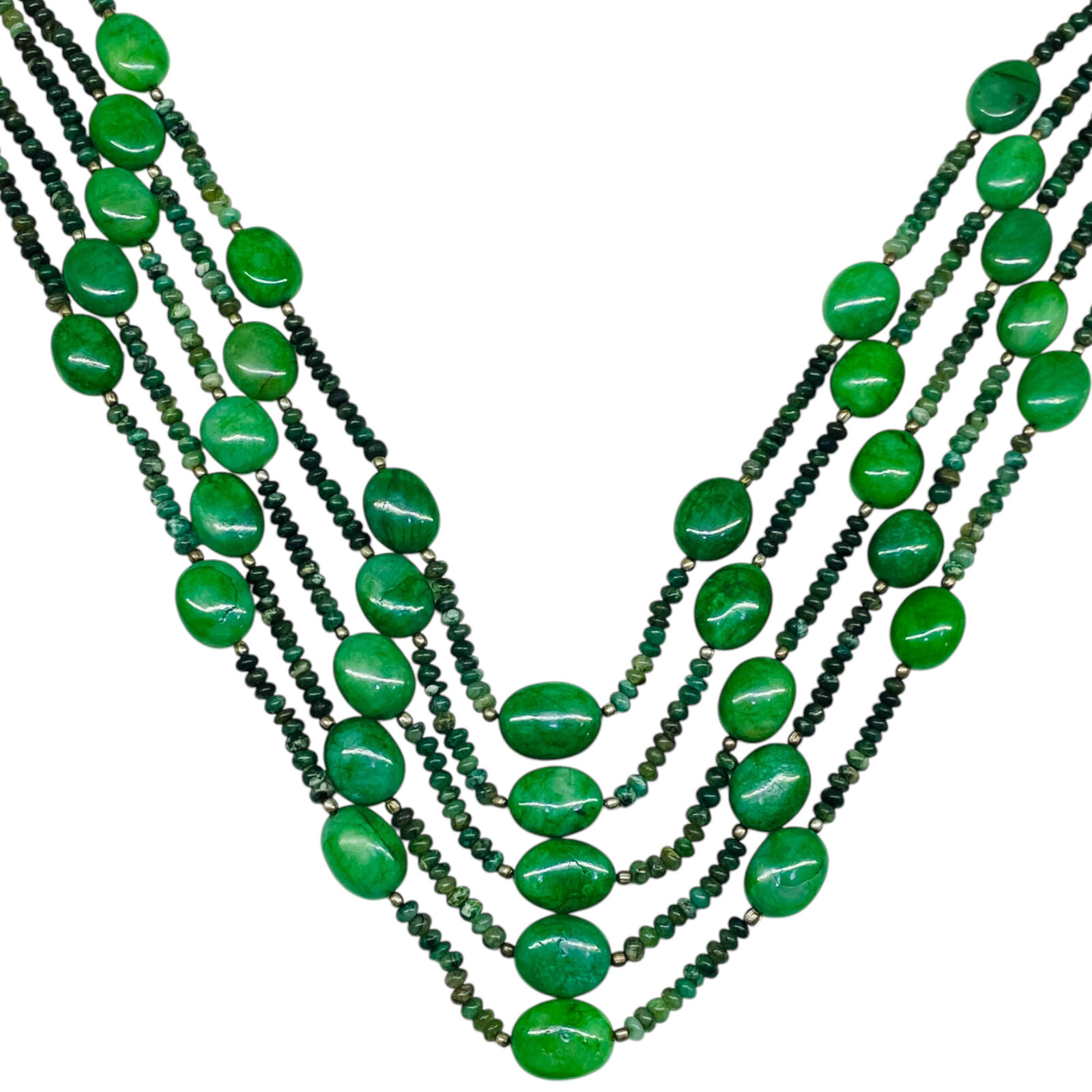 23′ Natural Emerald Designer Necklace Cabochon Beads 925 Silver Clasp