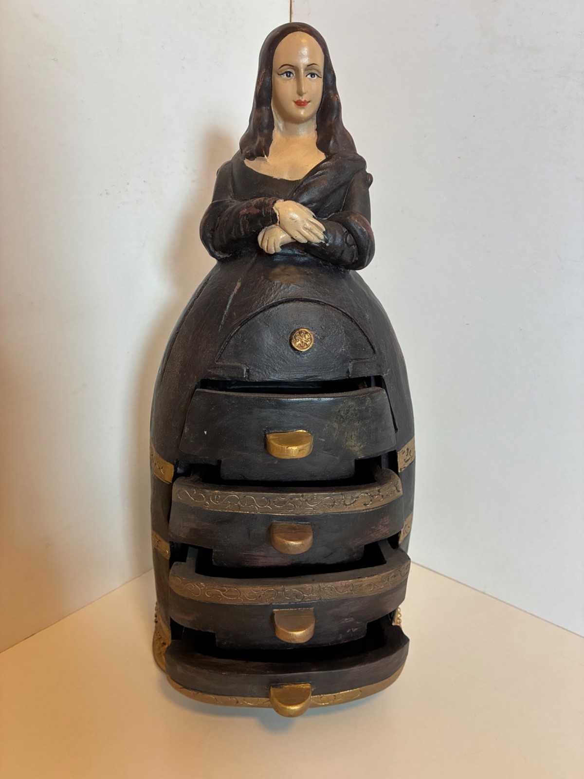 Vintage Mona Lisa Figure Jewelry Box