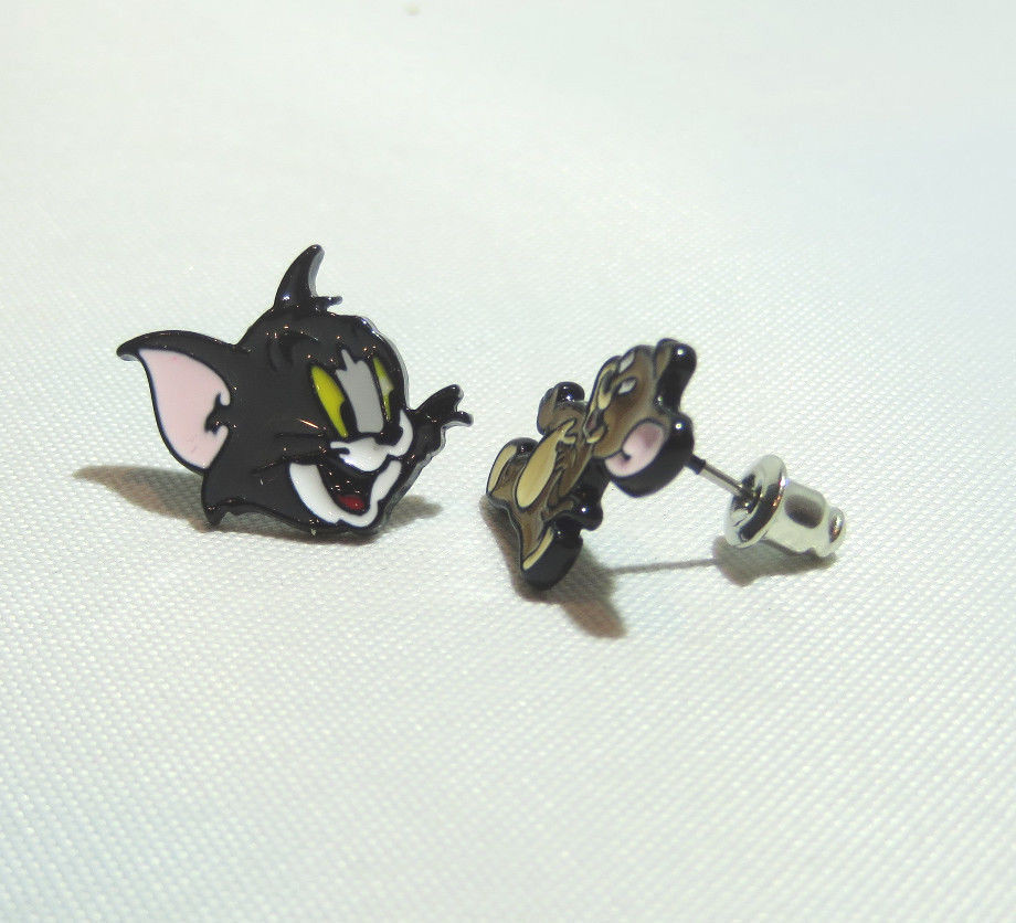CARTOON NETWORK TOM & JERRY ENAMEL STUD EARINGS APPROX. 1/2″