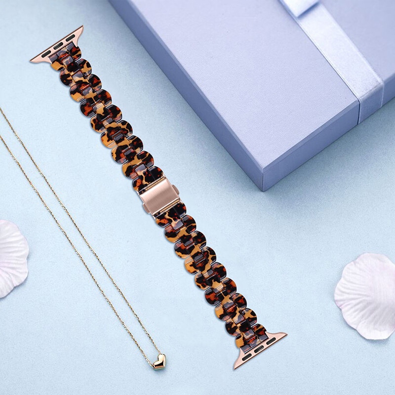 For Apple Watch Ultra 8 7 SE 6 5 4 Women Resin Stainless Steel Watch Strap Band