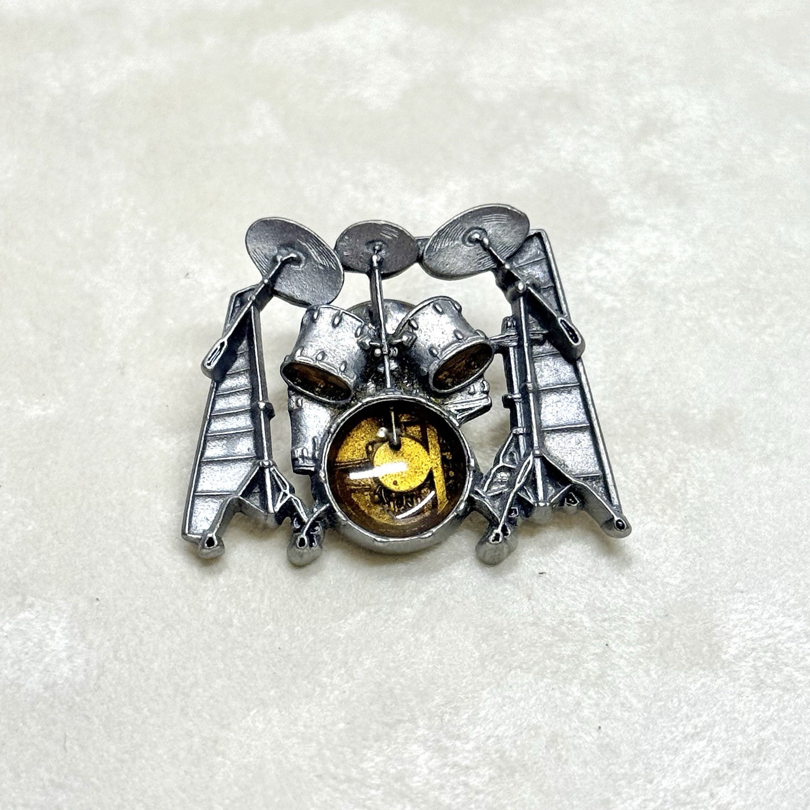 Drum Set Vintage Pin with Enamel – Future Primitive Brand – Musician Gift – 1.5″