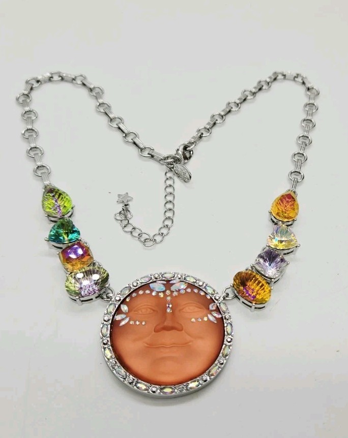 Kirks Folly Necklace Cosmic Bliss Empress Seaview Moon Silver tone Set 2pc