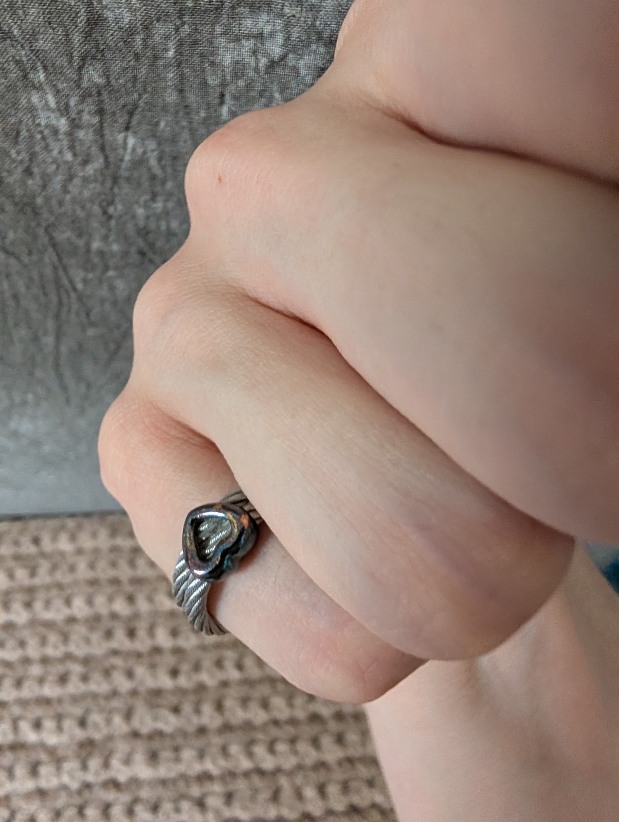Vintage Charriol Stainless Steel Cable Heart Ring Sz US 6-7