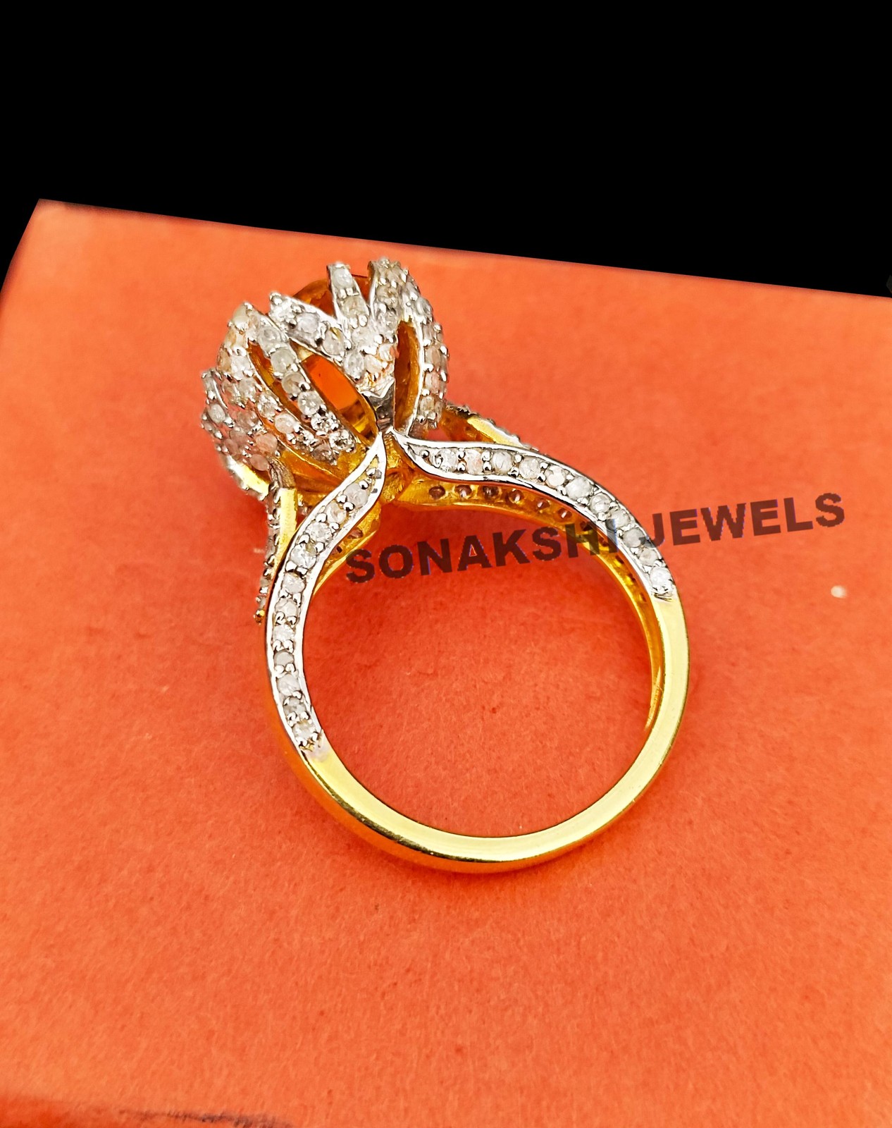 Handmade Design Citrine Silver Ring 925 Sterling Silver Diamond Rings