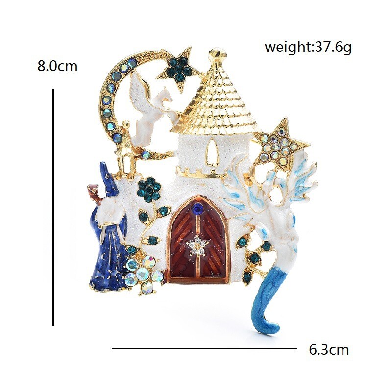 hot selling star moon castle brooch luxury clothing accessories