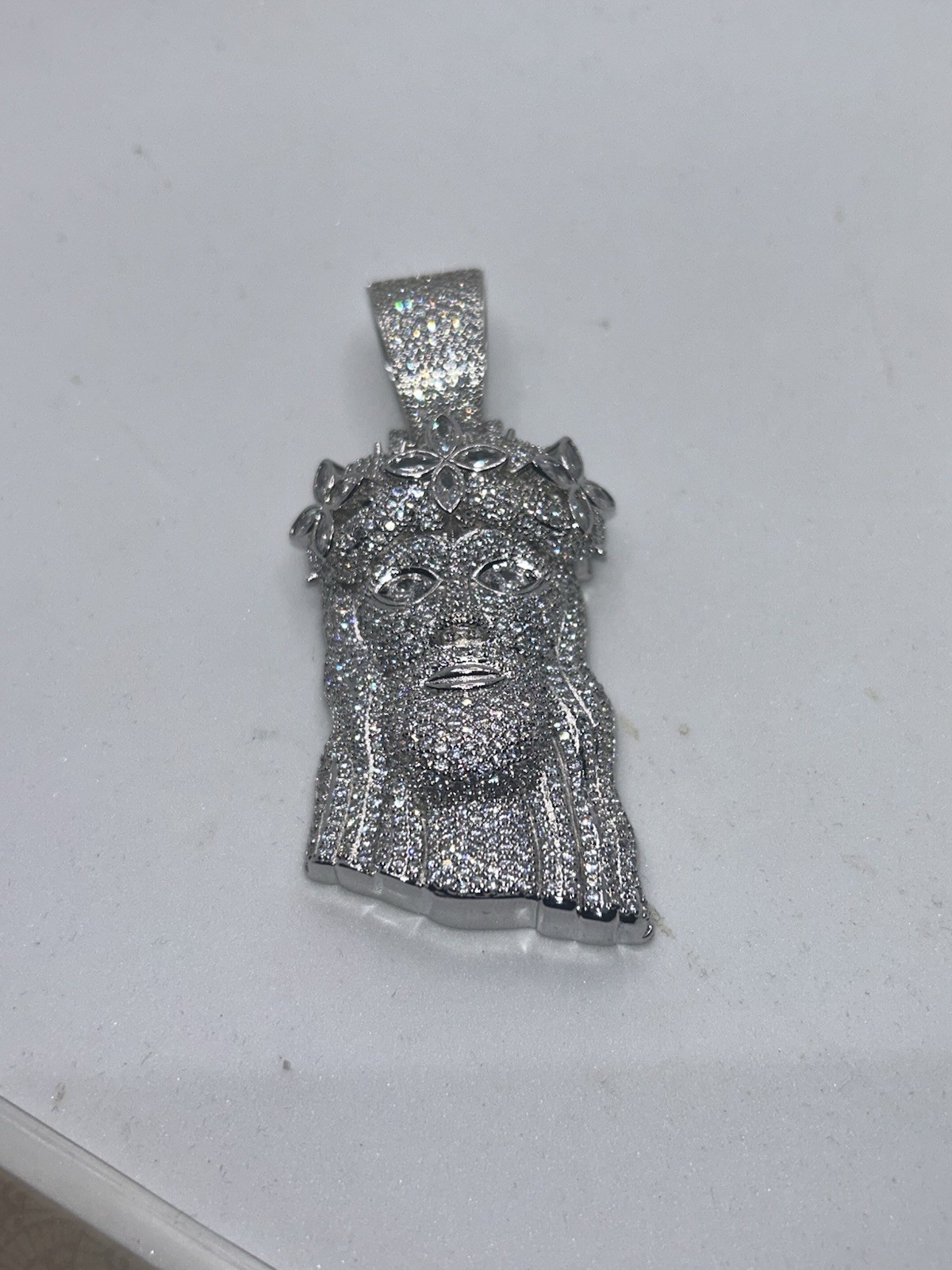 Large VVS1 Moissanite Sterling Silver Iced Flawless D Color Jesus Piece Pendant