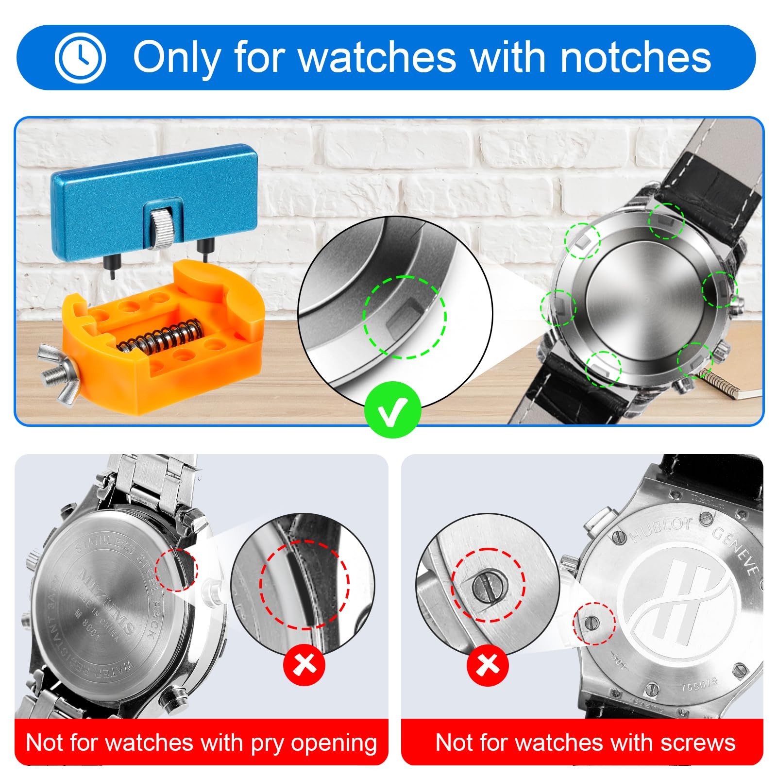 JOREST Watch Battery Replacement Tool Kit, Wrench Back Remover for Blue