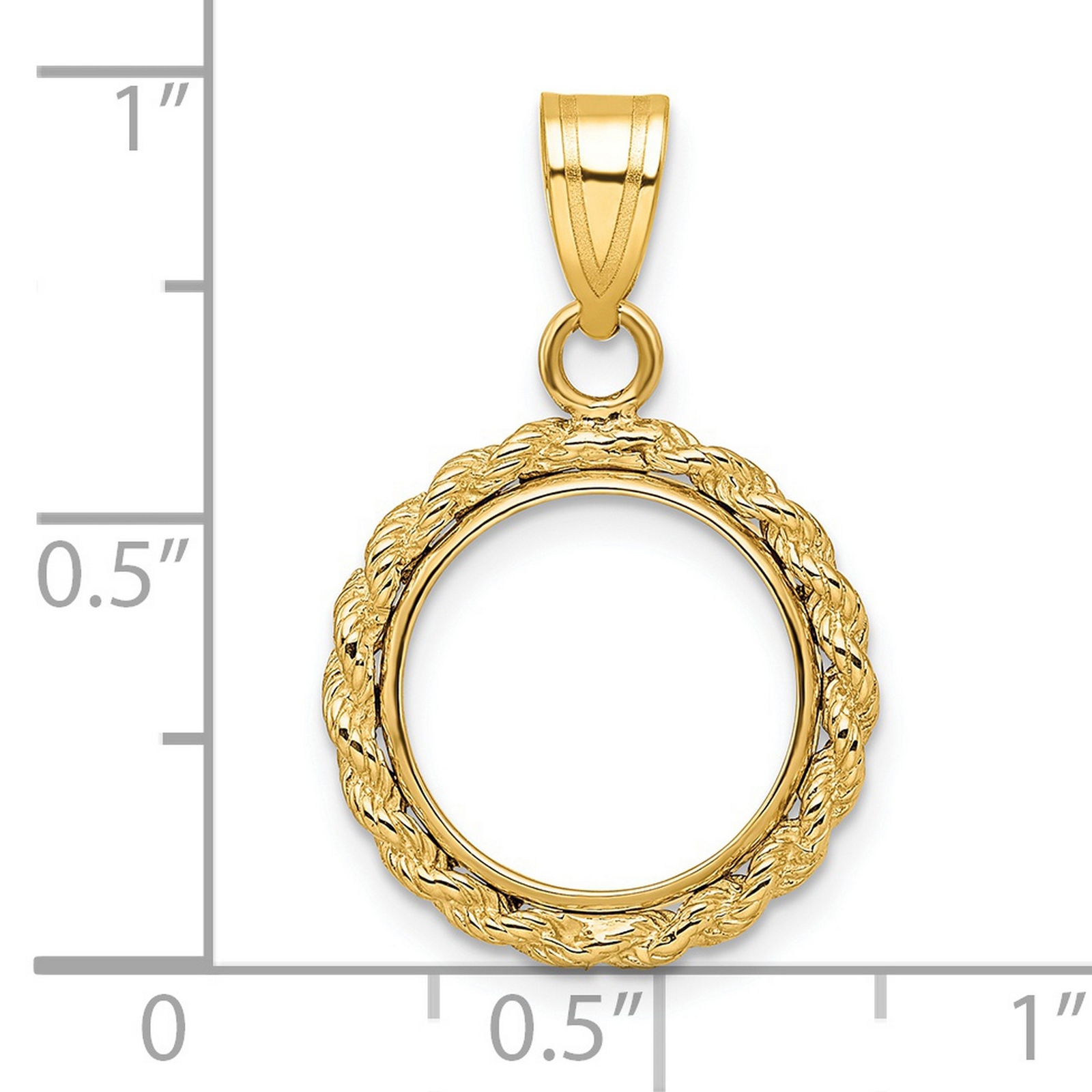 1849-1854 $1 Liberty Head Type 1 Prong Set Knotted Rope Coin Bezel in 14k Gold