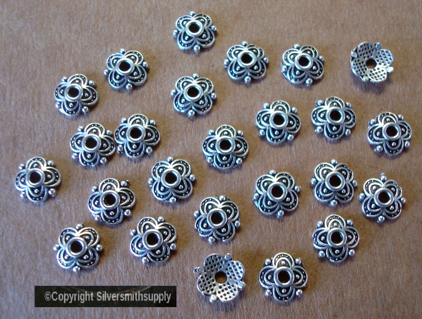Bead Caps 8mm Filigree 25pcs Silver plated zinc spacer beading supplies FPS160