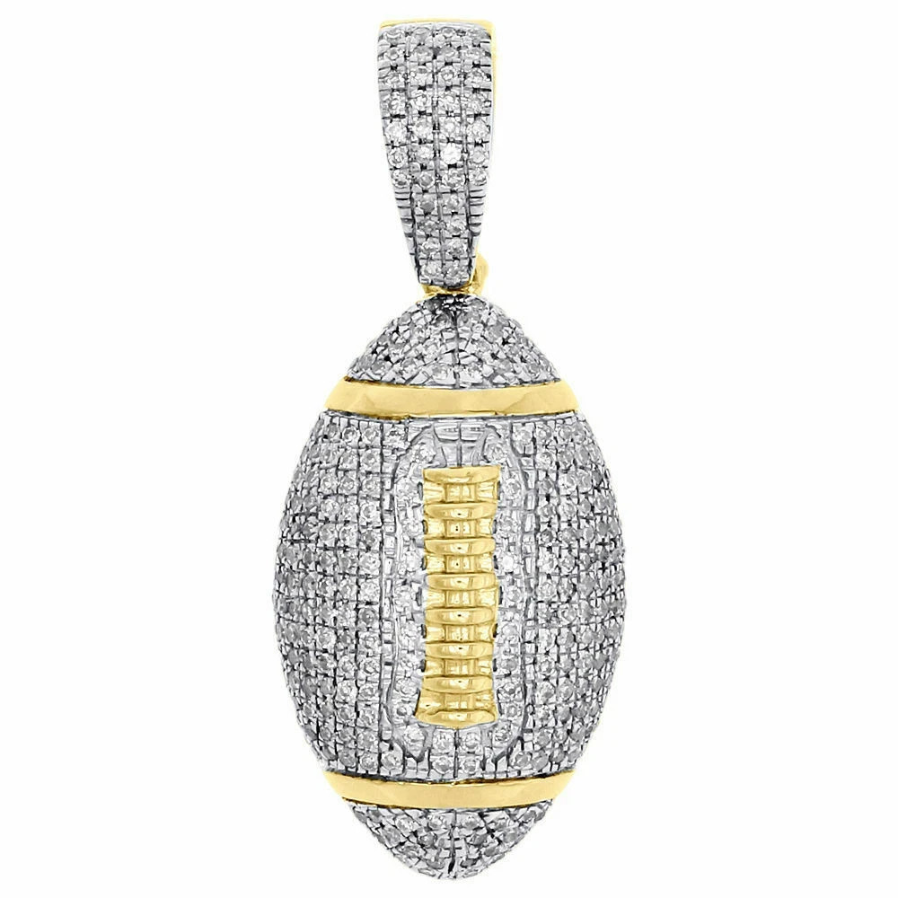 1.20 CT Round Cut Real VVS1 Moissanite Rugby Ball Pendant 14K Yellow Gold Plated
