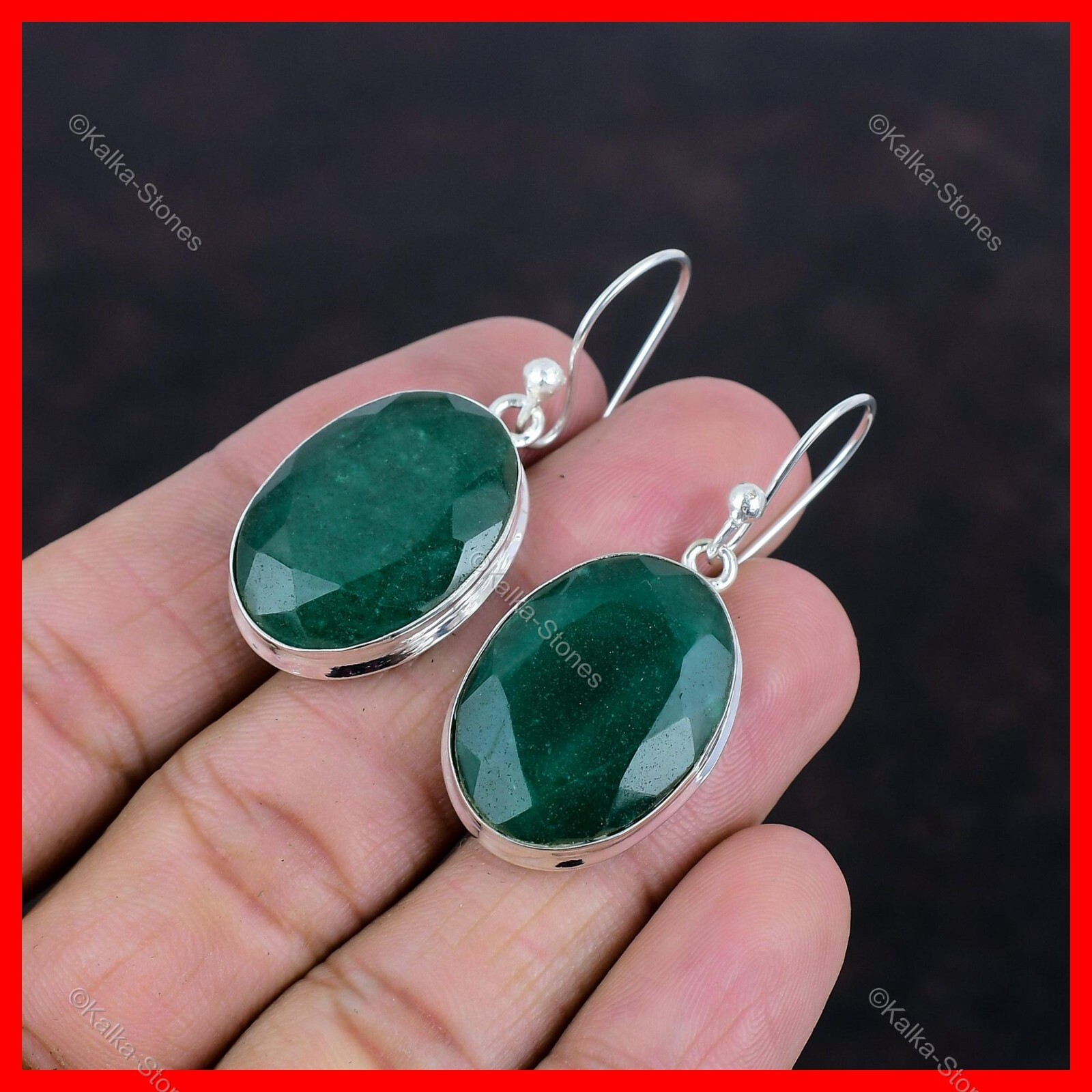 Valentines Deal Zambian Emrald Gemstone Dangle Drop New Earrings Sterling Silver