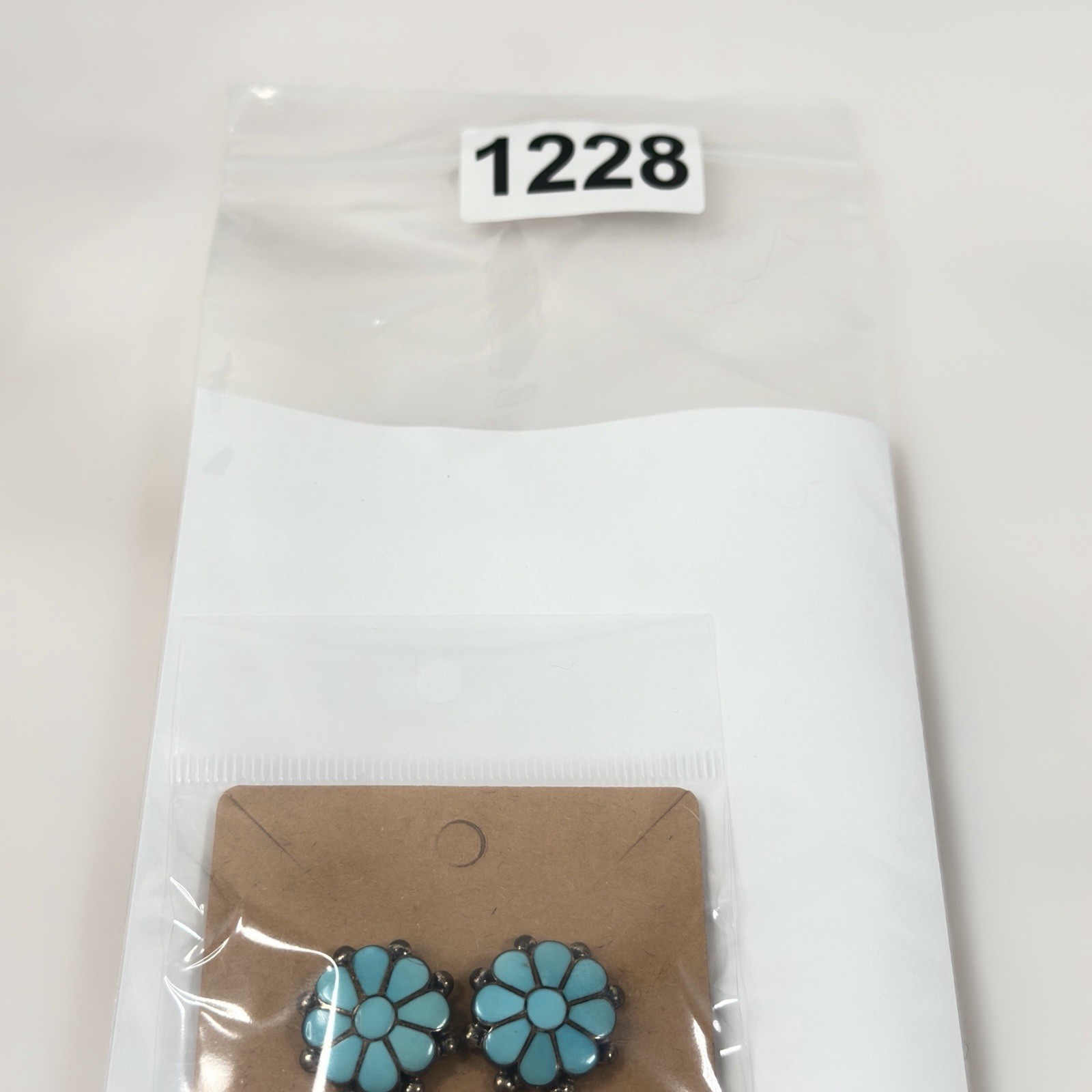 Vintage Frank Vacit Earrings Zuni Turquoise Inlay Sterling Silver Pierced READ