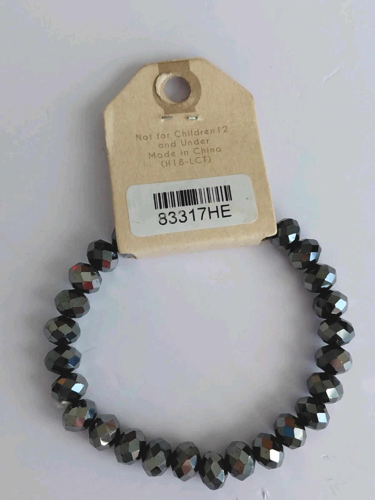 Crystal Avenue Faceted Black Beaded Bracelet- Stretch Size 6 – NWT