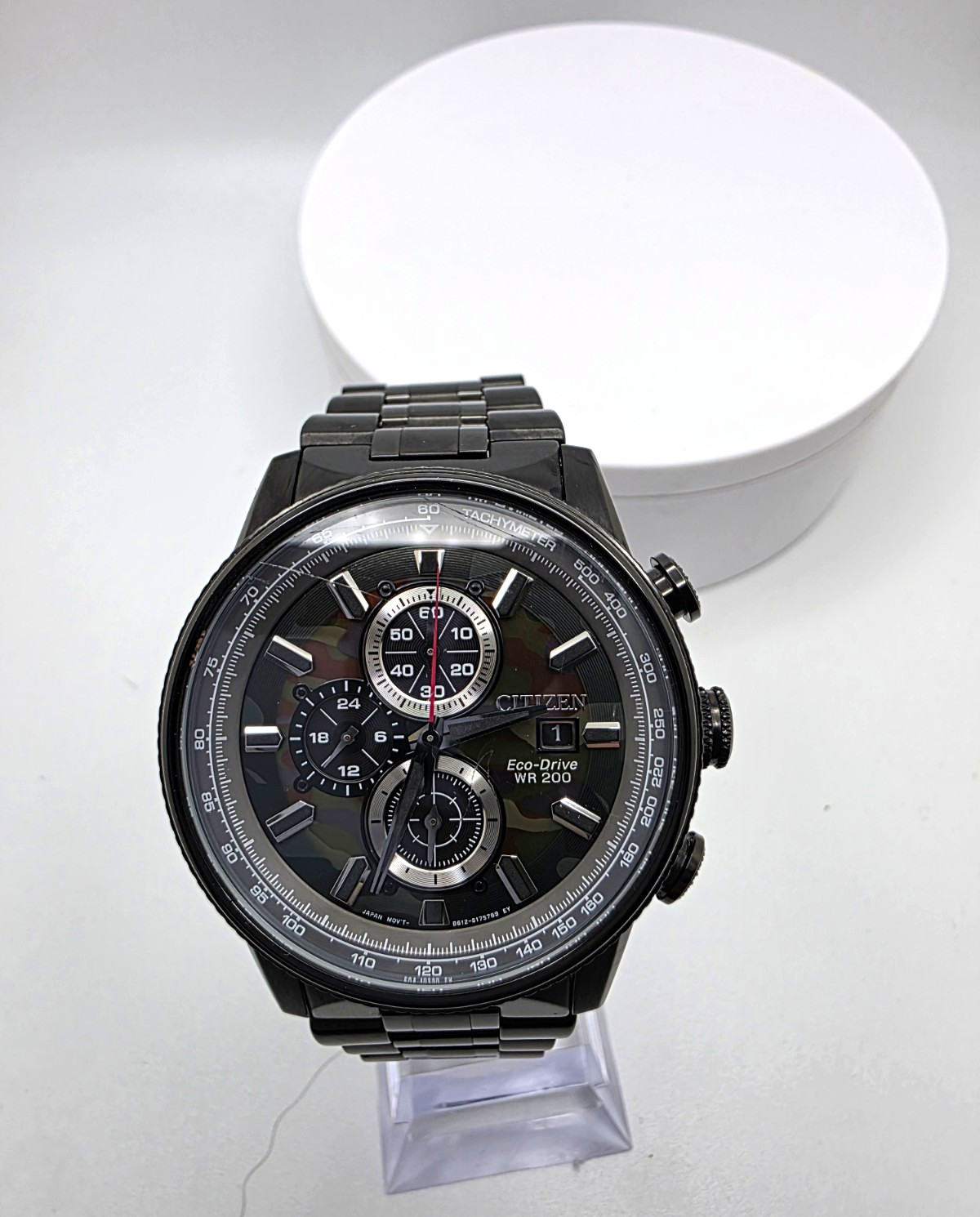 Citizen Eco-Drive WR200 Chronograph Black IP Camo Dial Men’s Watch B612